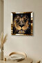 ساعة حائط ديكورية من MDF بإطار ذهبي وتصميم الأسد الأصفر - 5