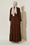 1627 Collar Lace-up Hijab Dress - E. Brown - 4