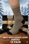 12-Pack Luxury Men's Bamboo Wool Socks - Boot Socks - Men's Patterned Socks