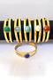 Handmade Pure Brass Natural Stone Cuff Bracelet Authentic Wide Bohemian Adjustable Cuff Bracelet - 2
