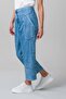 Women's Bleach Wash Pocketed Wide Leg Elastic Waist Slim Lyocell Fabric Jeans Indigo Light - 4