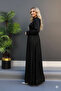 Modest Evening Dress Sequined Pleated Long Dress - 3