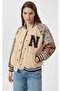 Bomber Jacket with Printed Embroidered Sleeves
