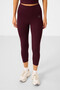 Burgundy High Waist Capri-Crop Tank Top Slim Fit Women's Leggings Set - 95284 - 5