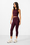 Burgundy High Waist Capri-Crop Tank Top Slim Fit Women's Leggings Set - 95284 - 6