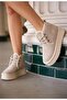 Women's Cream Suede Thick Sole Lace-Up Casual Boots