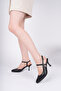 Genuine Leather Black Women's Heeled Leather Shoes Shn-1164