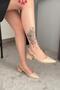 Women's Sole Beige Patent Leather Short Heeled Open Back Shoes - 2