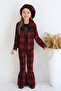 Girl's Red Lisbon Jacquard Plaid Jacket Pants Cap Bottom Top Set October 29 Show Outfit - 7