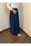 Italian Pleated Long Velvet Skirt with Belt Detail Italian Design - 4