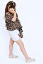 Girl's Viscose Leopard Madonna Collar Blouse with Jean Shorts and Bandana Top and Bottom Set - 2