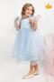 Minimono 5-9 Years Old Girls' Full-Length Dress with Cape Sleeve Detail, Holiday Graduation Ball Gown, Bridal Dress - 3