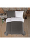 Satin 100% Cotton Single Duvet Cover Set Solid Color Anthracite - Cream - 3
