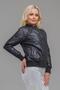 Women's Black Front Quilted Flato Pocket Steel Fabric Combination Zippered Bomber Jacket - 4