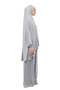 Practical Two Pieces Cotton Bat Sleeve Organic Hijab Prayer Dress with Headscarf-grey - 5