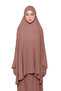 Practical Two-Piece Cotton Bat Sleeve Organic Hijab Prayer Dress with Headscarf-Earth - 3