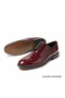 Burgundy Patent Leather Genuine Leather Classic Shoes - 4