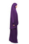 Practical Two Pieces Cotton Bat Sleeve Organic Hijab Prayer Dress with Headscarf - plum - 3