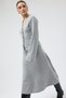 Gray Pocketed Buttoned Cardigan and Long Skirt Set 3109A