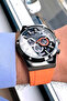 Exclusive Multifunction Original Men's Wristwatch 3Atm Water Resistant Orange Silicone Band Dke2081C4 - 4