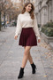 Women's Pleated Mini Knit Skirt