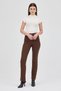 Coffee Straight/Straight Cut High Waist Ribbed Stitching Knitted Pants Tcr-6873A - 7