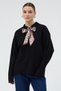 Mock Neck Women's Knitwear Sweater with Black Scarf Detail 2465 - 2