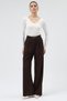 Brown Palazzo Stretch Fabric Women's Trousers 5009