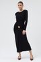 Black Sun Buckled Ruched Long Sleeve Dress 252639 - 6