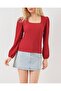 0442 Long Sleeve Blouse - Red - 2