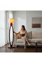 Oval Wooden Floor Lamp with Linen Shade - 2