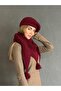 Hand Knitted Women's Beanie Neck Collar Women's Shawl Set - 6