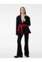 Slim Fit Pockets Lightweight Flared Fabric Trousers