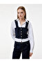 Cotton Long Sleeve Classic Collar Layered Button Detail Slim Fit Crop Blouse - 2