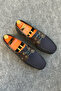 Navy Blue Coffee Scented Sole Summer Loafer Shoes - 6
