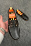 Black Summer Leather Men's Shoes - 5