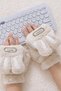 Women's Plush Rabbit Ear Fingerless Gloves – Winter Warm Soft Fleece Gloves - 4