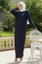 Slit Detailed Knitwear Dress S510 Navy Blue