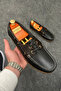 Black Summer Leather Men's Shoes - 3