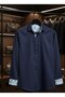 Long Sleeve Cotton Satin Regular Men's Shirt with Sleeve and Collar Detailing - 2
