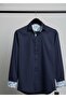 Long Sleeve Cotton Satin Regular Men's Shirt with Sleeve and Collar Detailing - 3