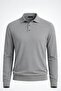 Men's Basic Loose Gray Polo Collar Sweater - 2