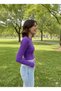 Purple Half Fisherman's Crop Studded Rib Fabric Long Sleeve Finger Detailed Body - 8