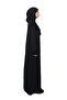 Practical One-Piece Cotton Bat Sleeve Attachable Organic Prayer Dress with Headscarf Black - 3