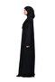 Practical One-Piece Cotton Bat Sleeve Attachable Organic Prayer Dress with Headscarf Black - 4
