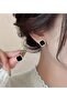 Black Stone Square Crystal Earrings - 2