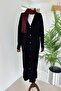 Maxi Buttoned Mercerized Hijab Cardigan - Black