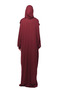 Practical One-Piece Cotton Bat Sleeve Attachable Organic Prayer Dress with Headscarf Dark Burgundy - 5