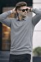 Men's Polo Neck Knitwear Gray Loose Basic Sweater - 2