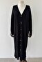 Maxi Buttoned Mercerized Hijab Cardigan - Black - 2